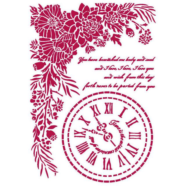 STAMPERIA - STENCIL 21 X 29.7CM- ROMANTIC JOURNAL CLOCK