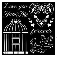 Stamperia - Mix Media Stencil - 18 X 18 - You and me Love Me