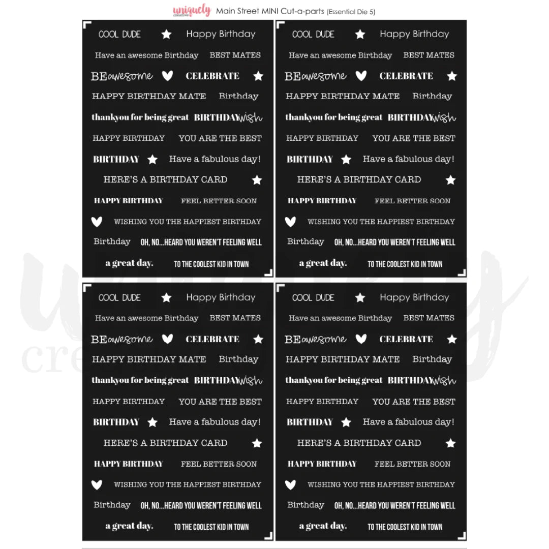 UNIQUELY CREATIVE - Main Street Mini Cut - A - Part Sheet