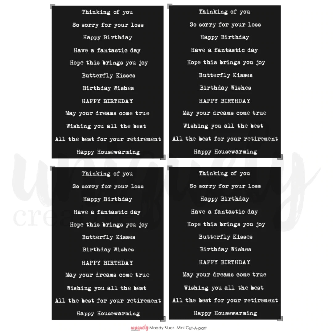 Uniquely Creative - Moody Blues Mini Cut-a-part Sheet