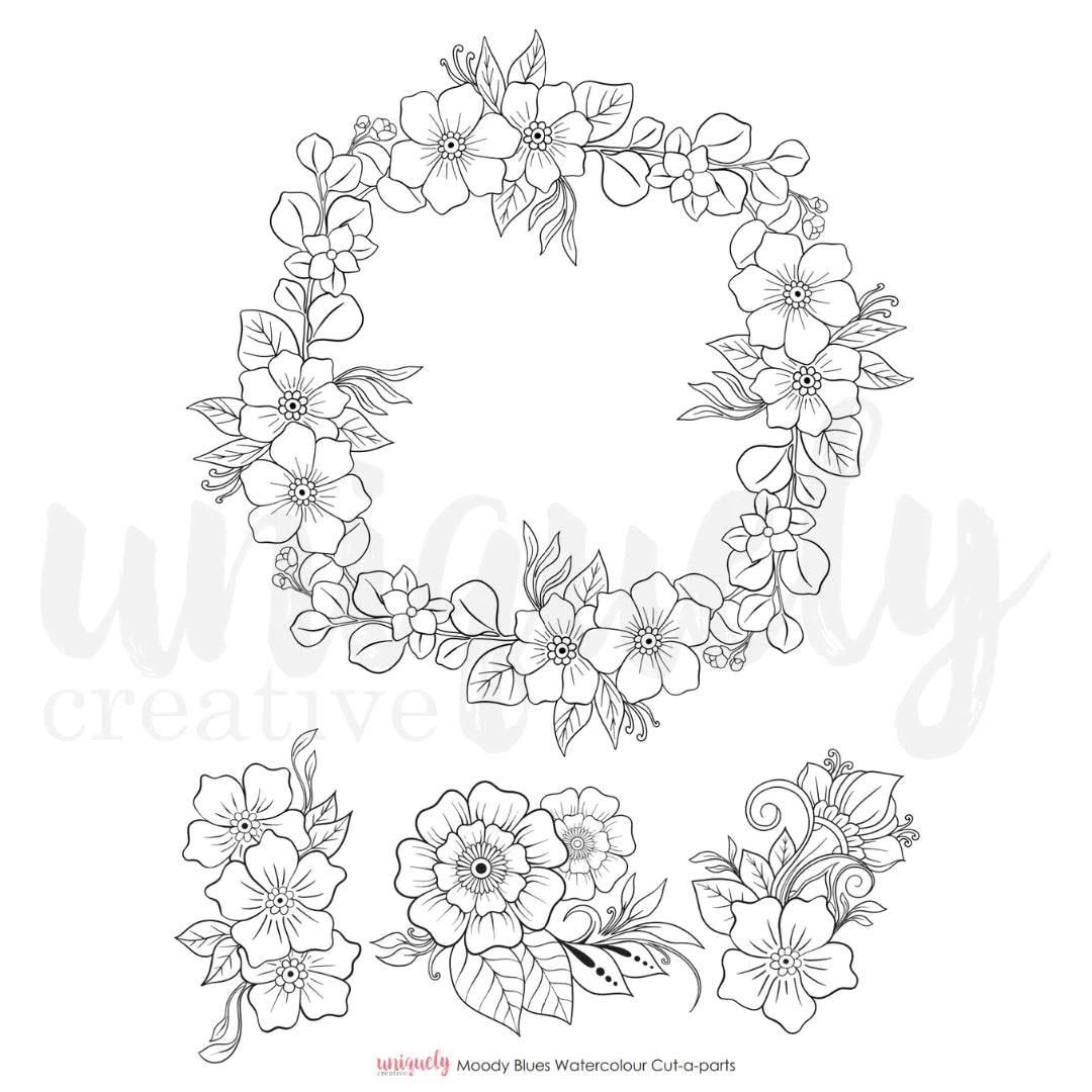 Uniquely Creative - Moody Blues Watercolour Sheet