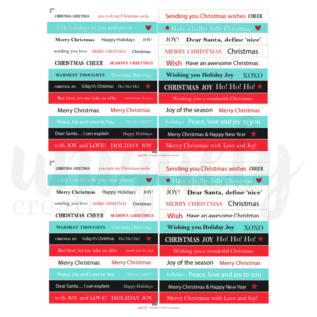 UNIQUELY CREATIVE - NAUGHTY OR NICE MINI CUT -A PART SHEET