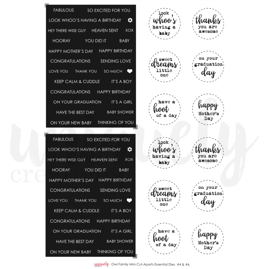 UNIQUELY CREATIVE - OWL FAMILY MINI CUT -A-PART SHEET