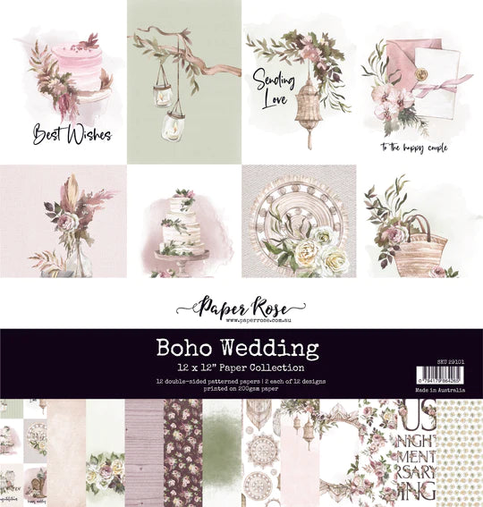 Paper Roses - 12 x 12 Boho Wedding Paper Pack
