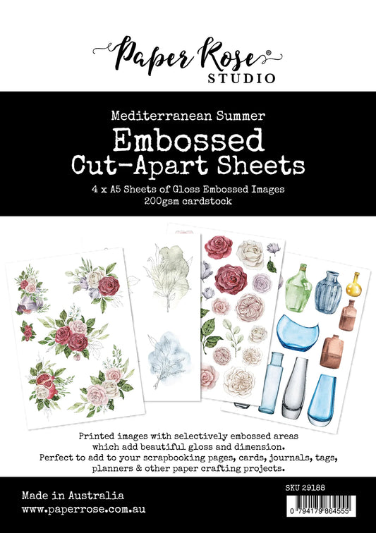 Paper Roses - Embossed Cut - apart sheets - Mediterranean Summer