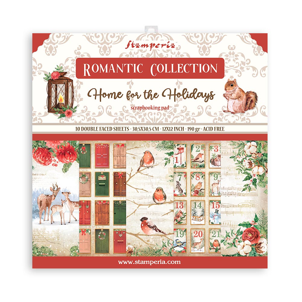 Stamperia - (12”X12”) Romantic - Home for the Holidays - Paper pad