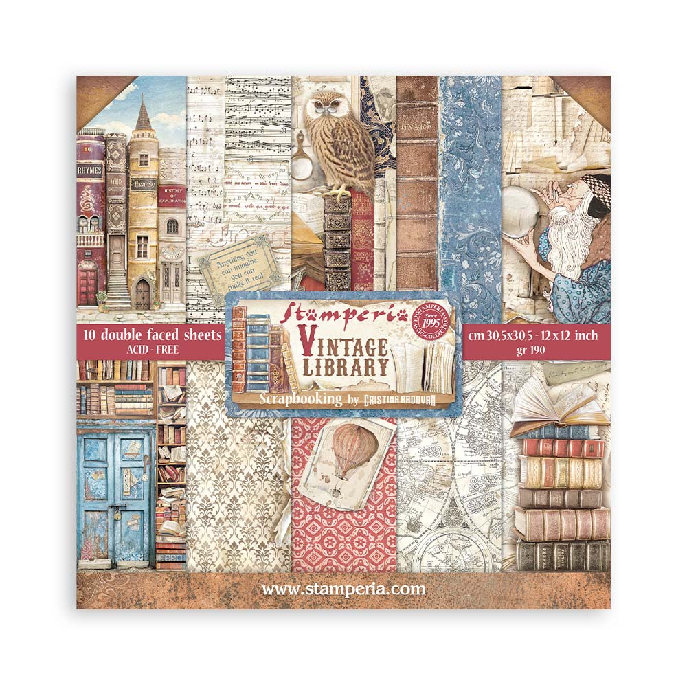 Stamperia - (12”X12”) Vintage Library - Paper pad