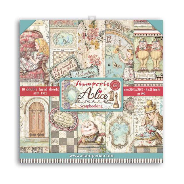 Stamperia- (8”X8”) Alice through the looking glass paper pad*