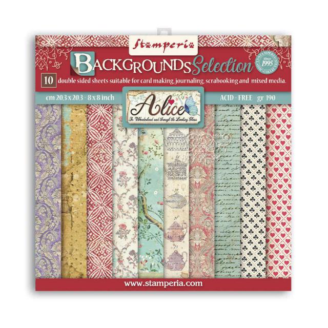 Stamperia - (8”X8”) Alice Background Selection paper pad*
