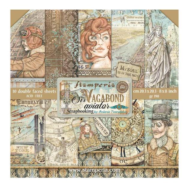 Stamperia - (8”X8”) Sir Vagabond Aviator paper pad*