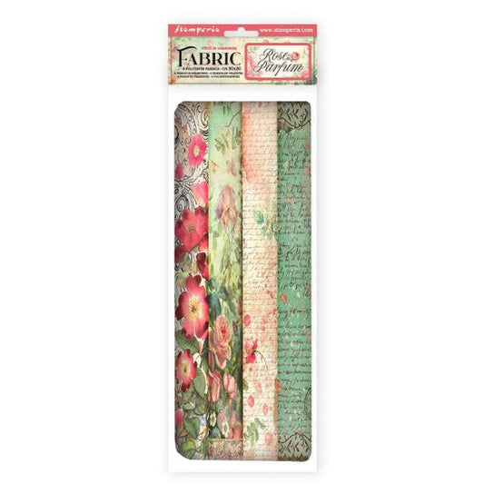 Stamperia  - 4 pack Fabric 30 x 30 - Rose Parfum