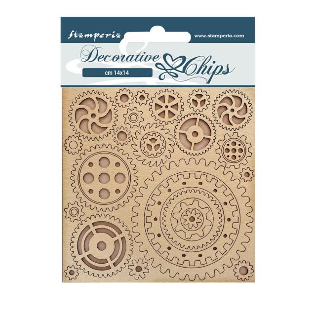 Stamperia - Decorative Chips - 14 X 14 cm - Sir Vagabond Aviator Gears