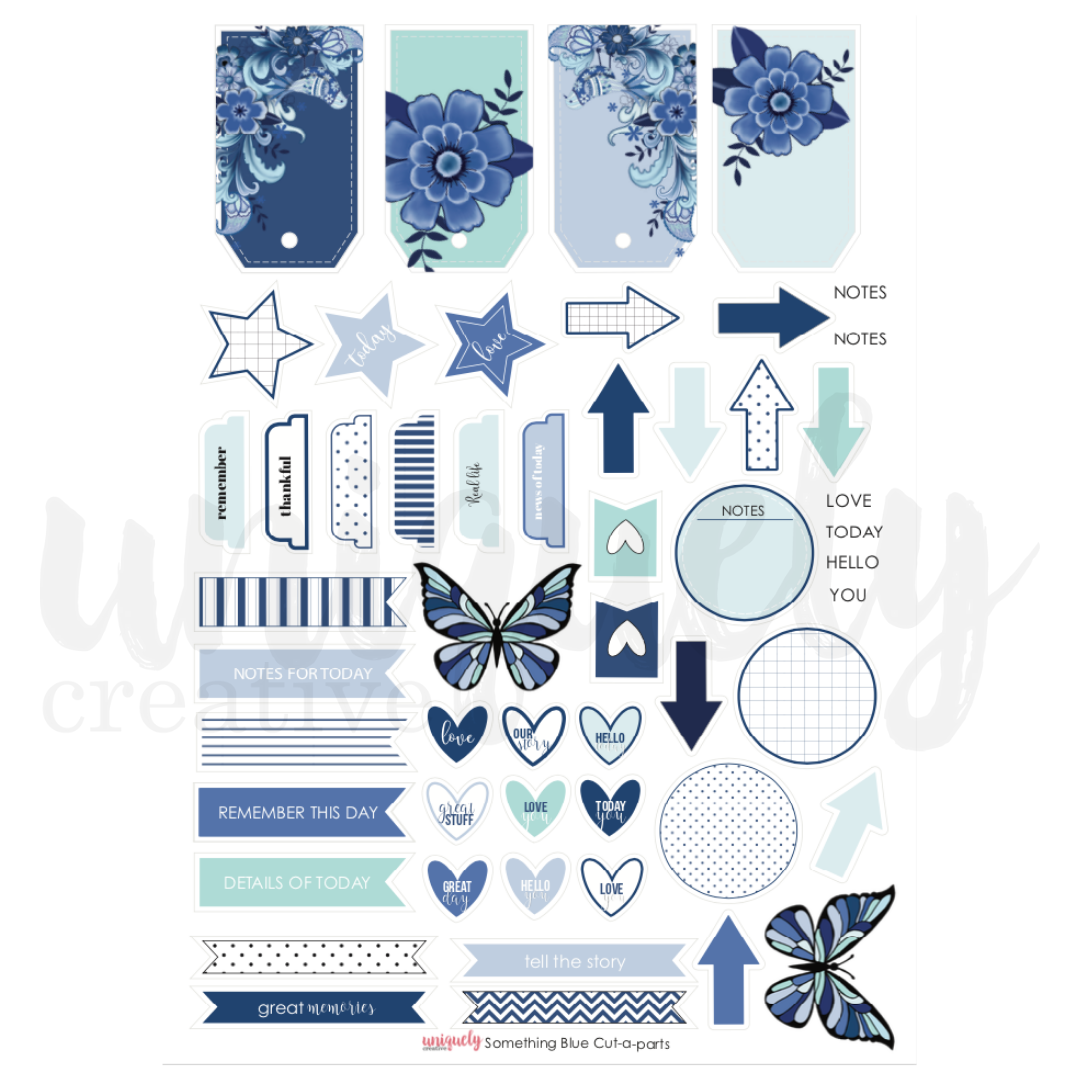 UNIQUELY CREATIVE - SOMETHING BLUE CUT -A-PART SHEET