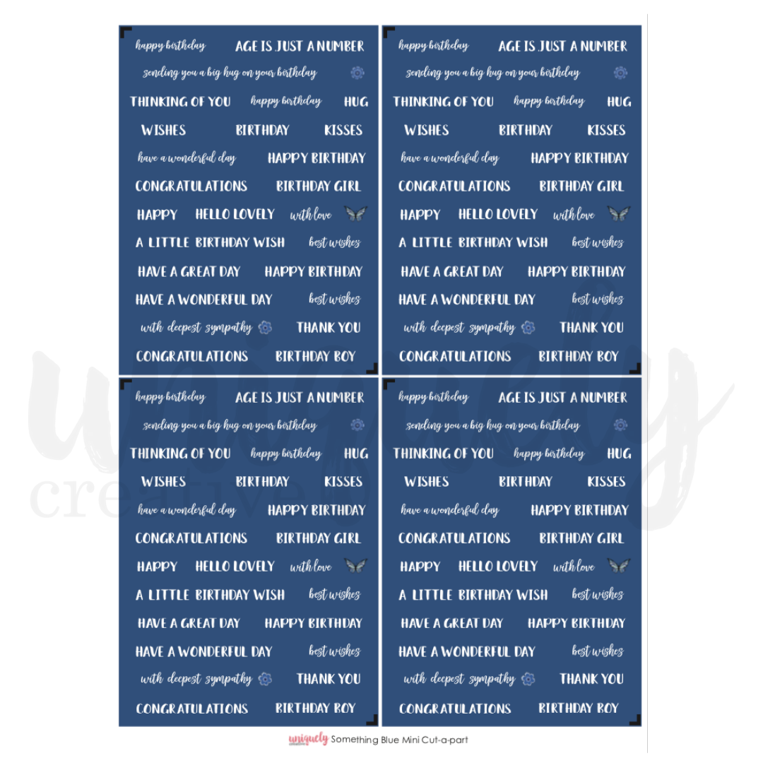 UNIQUELY CREATIVE - SOMETHING BLUE MINI CUT -A-PART SHEET