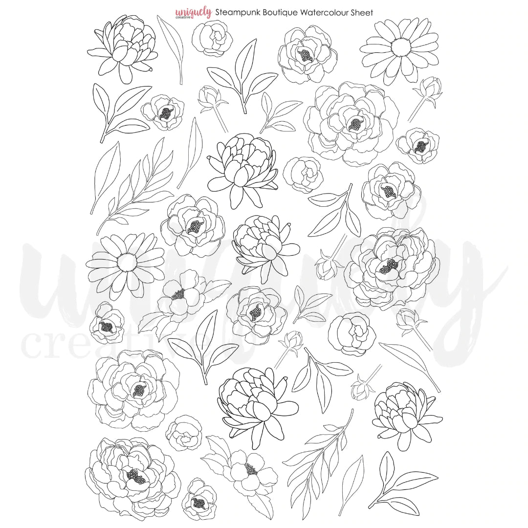 Uniquely Creative - Steampunk Boutique Watercolour Sheet