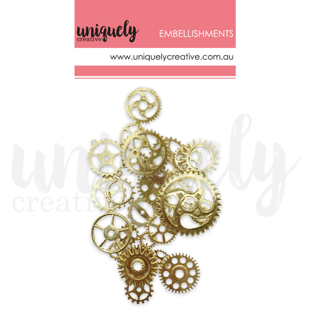 UNIQUELY CREATIVE - GOLD METAL COGS *