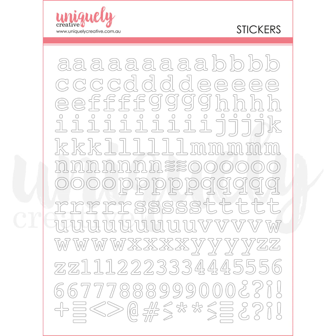Uniquely Creative - Puffy Alpha Stickers White