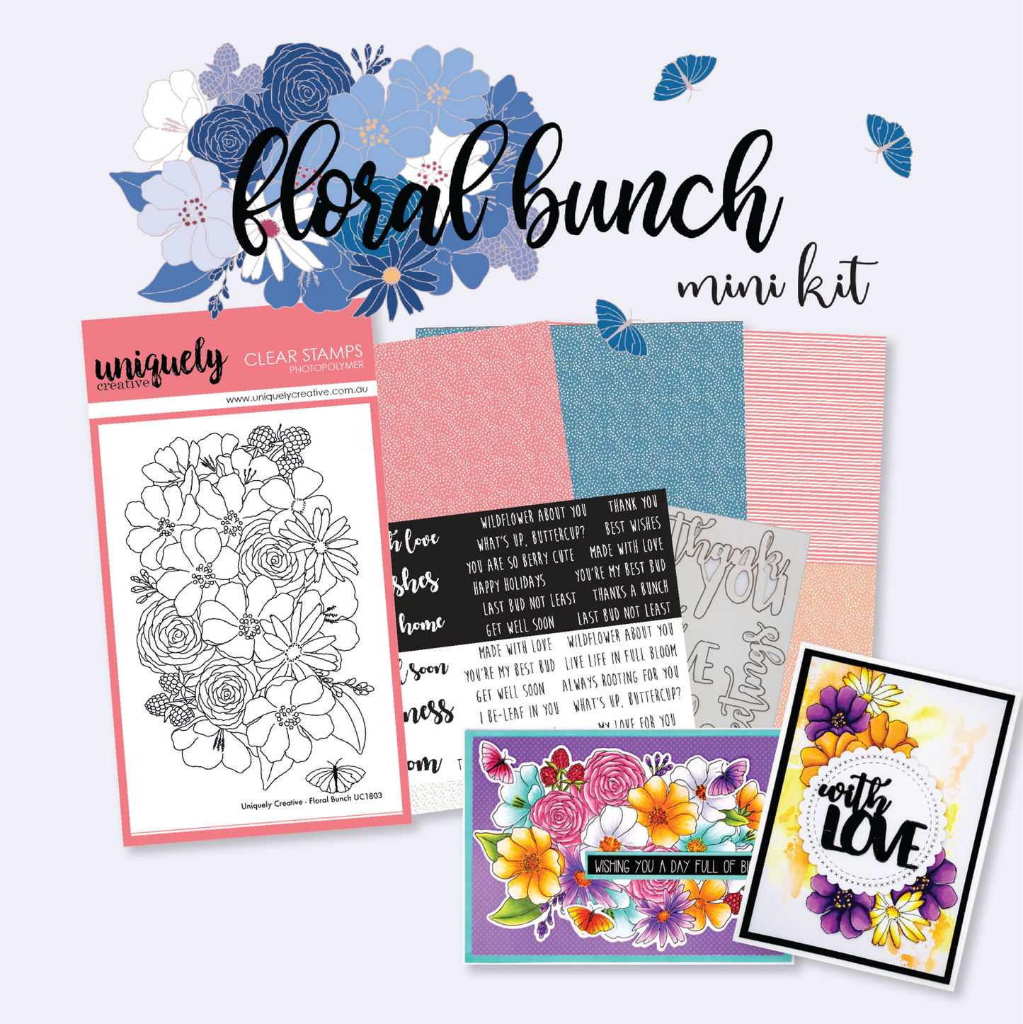 UNIQUELY CREATIVE - FLORAL BUNCH STAMP & COLOUR MINI KIT
