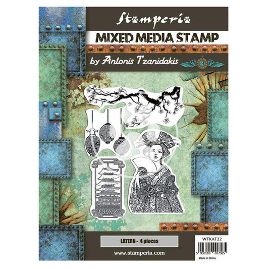 Stamperia - Mixed Media Stamp - Sir Vagabond In Japan - Lantern*
