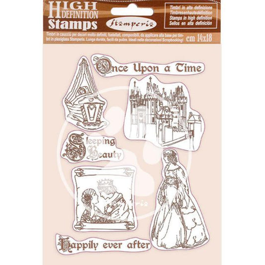 Stamperia - Hd Natural Rubber Stamp Cm 14x18 Sleeping Beauty Once Upon A Time*