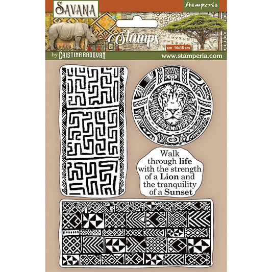 Stamperia - HD Natural Rubber Stamp 14x18cm - Savana Etnical Borders*