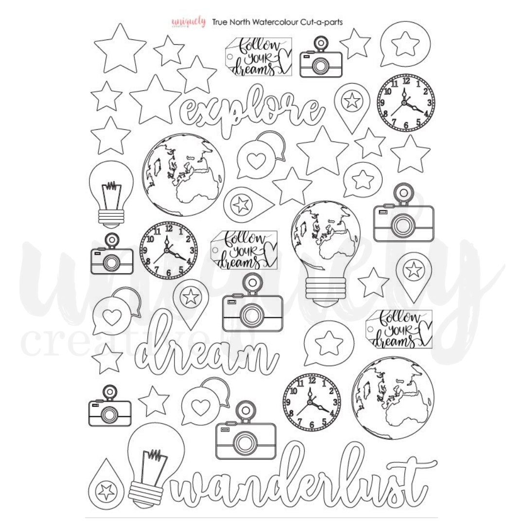 UNIQUELY CREATIVE - TRUE NORTH CUT - A- PART WATERCOLOUR SHEET