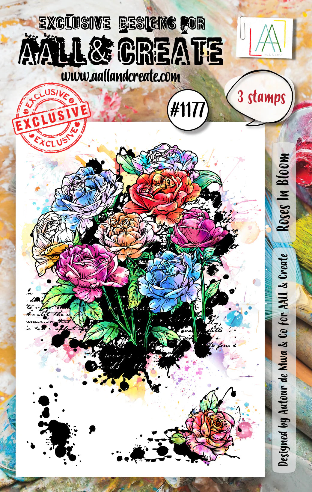 AALL & Create -A6  Clear Stamp - #1177 - Roses in Bloom