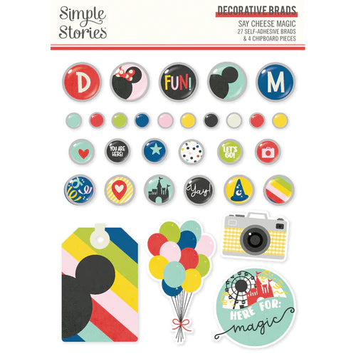 Simple Stories - Say Cheese Magic Adhesive Brads & Chipboard Pieces