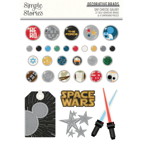 Simple Stories - Say Cheese Galaxy Adhesive Brads & Chipboard Pieces