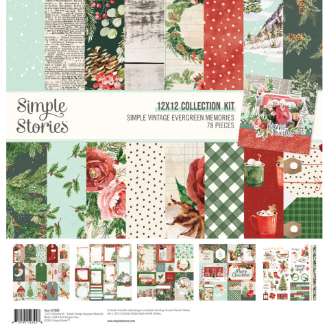 Simple Stories - Vintage Evergreen Memories 78 pieces - 12 x 12 paper pack