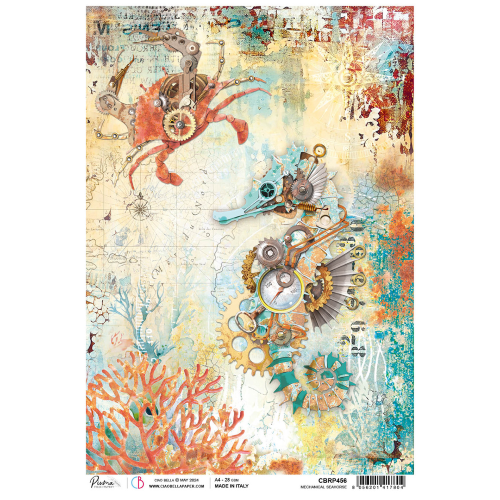 CIAO BELLA  -  A4 - Piuma Rice Paper - Coral Reef - Mechanical Seahorse