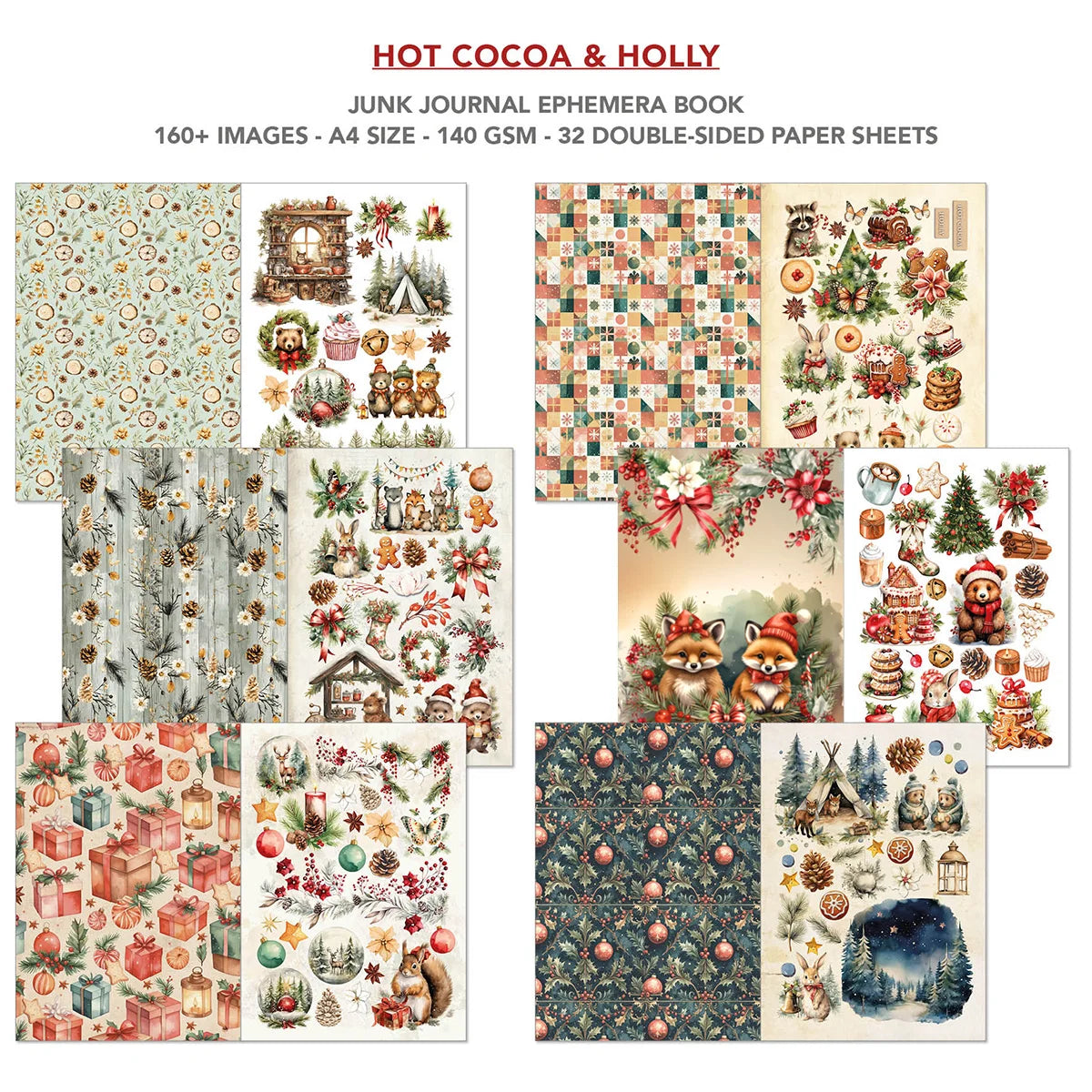 CIAO BELLA -Junk Journal & Ephemera Book - Hot cocoa & holly