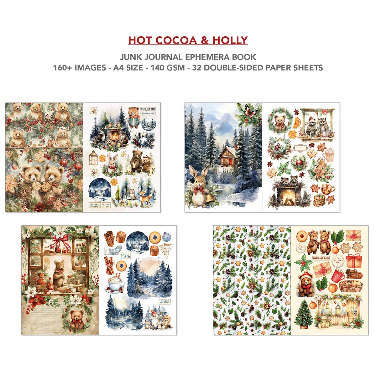 CIAO BELLA -Junk Journal & Ephemera Book - Hot cocoa & holly