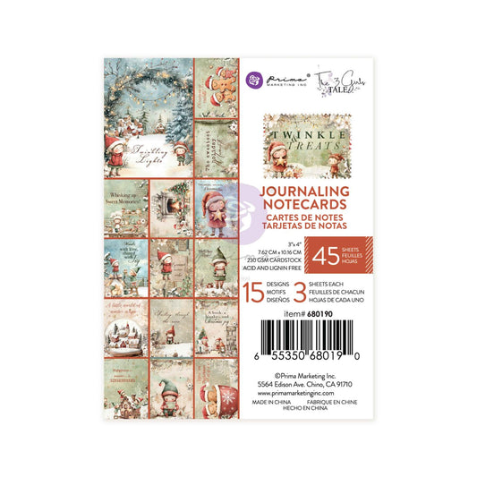 Prima - Twinkle & Treats Collection 3×4 Journaling Cards – 45 sheets – 15 designs x 3 sheets each