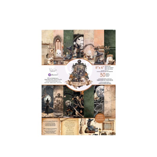 Prima - The 3 Girls Tale -  Made of Magic Collection 8×6 paper pad – 30 sheets – 7 double-sided designs x 4 sheets each + 2 cut-out sheets
