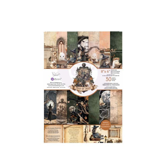 Prima - The 3 Girls Tale -  Made of Magic Collection 8×6 paper pad – 30 sheets – 7 double-sided designs x 4 sheets each + 2 cut-out sheets