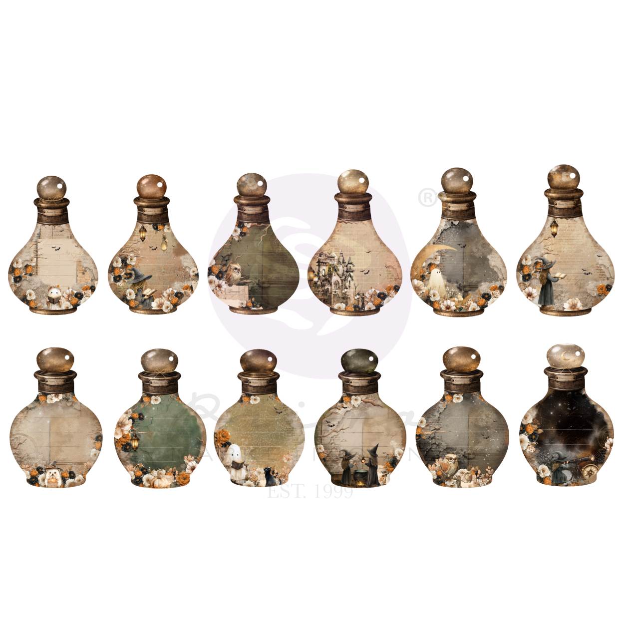 Prima - The 3 Girls Tale - Made of Magic Collection Potion Bottle Tag Pad – 36 pcs