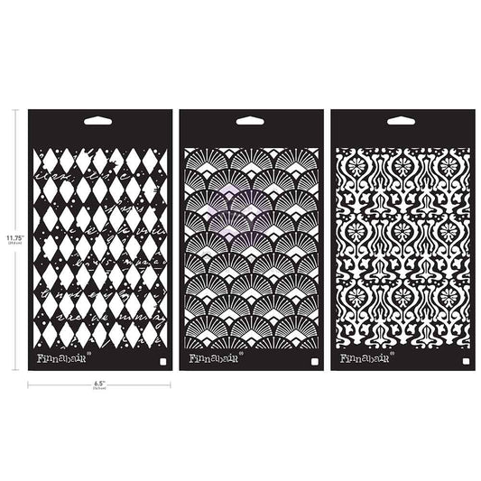 Prima  - Limited Edition Finnabair Stencil Set – Decadent Walls – 3 stencils, 6″x9″ each
