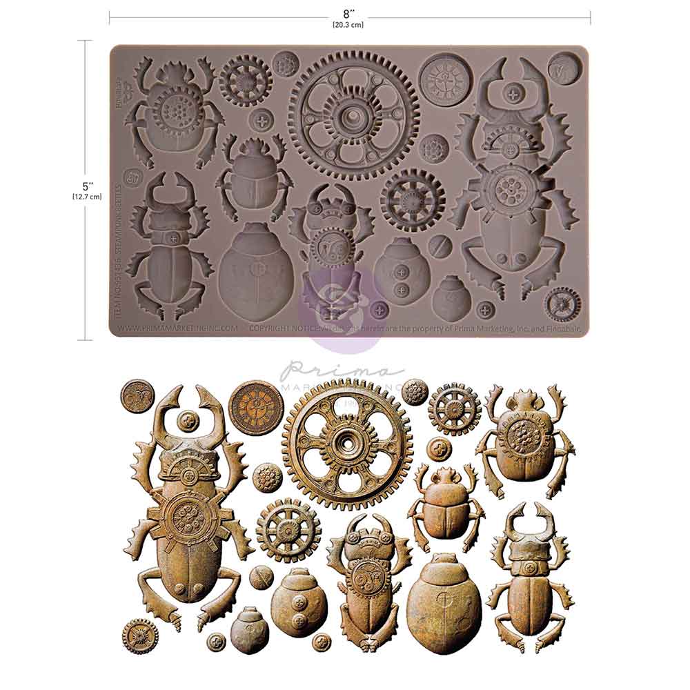 Prima - Finnabair Decor Moulds® – Steampunk Beetles – 1 pc, 5″x8″x8mm