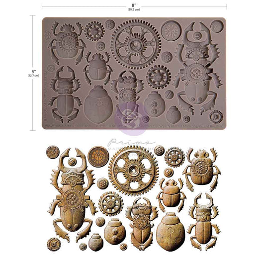 Prima - Finnabair Decor Moulds® – Steampunk Beetles – 1 pc, 5″x8″x8mm