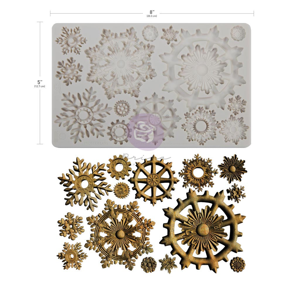 Prima -Finnabair Moulds – Frosty Gears – 1 pc, 5″x8″x8mm