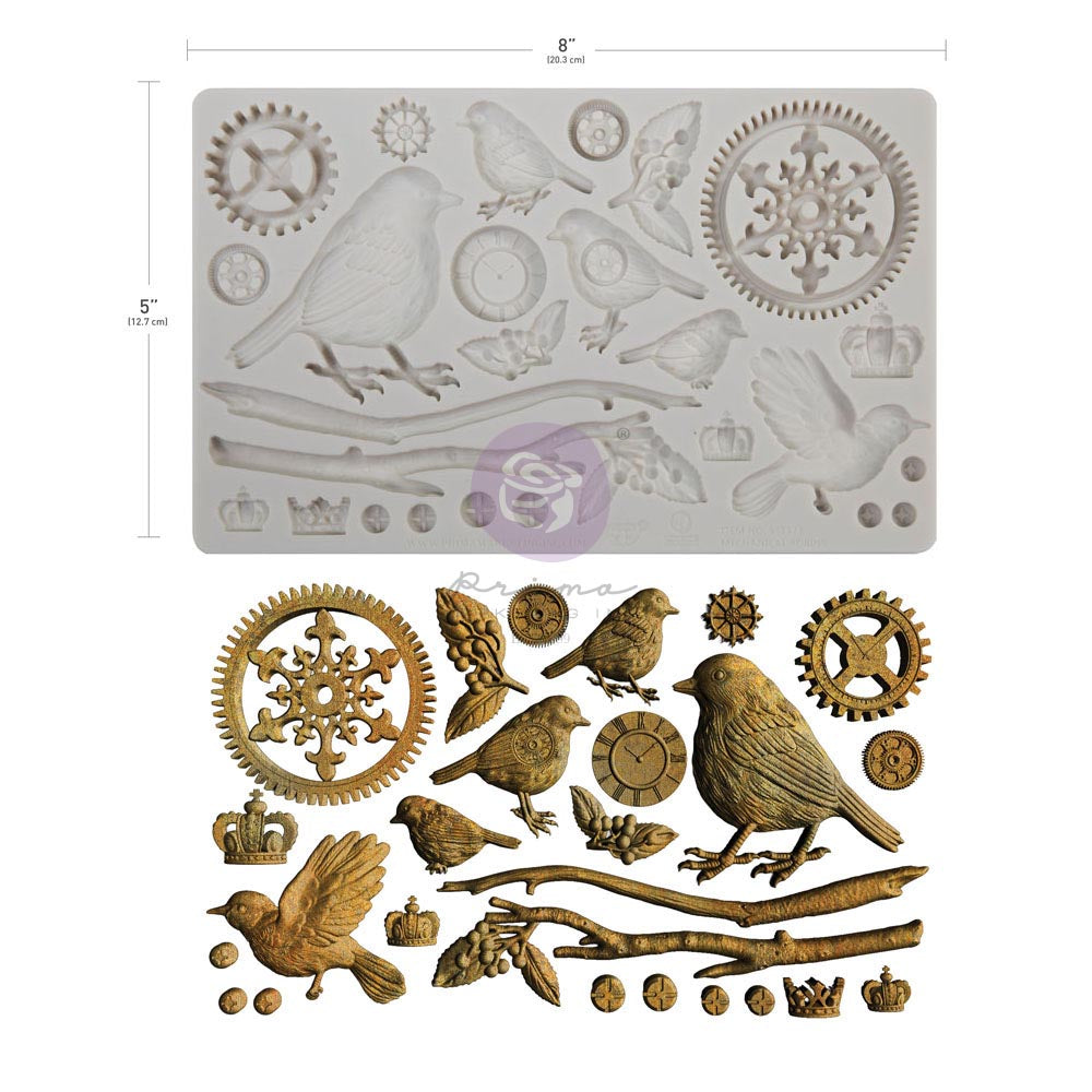 Prima -Finnabair Moulds – Mechanical Robins – 1 pc, 5″x8″x8mm