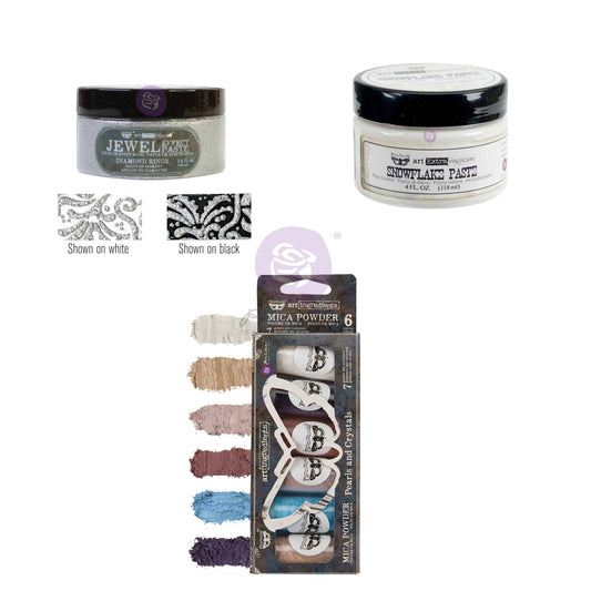 Prima - Finnabair - Art Alchemy- Steam and Frost Effect set – 2 effect pastes + mica powder set
