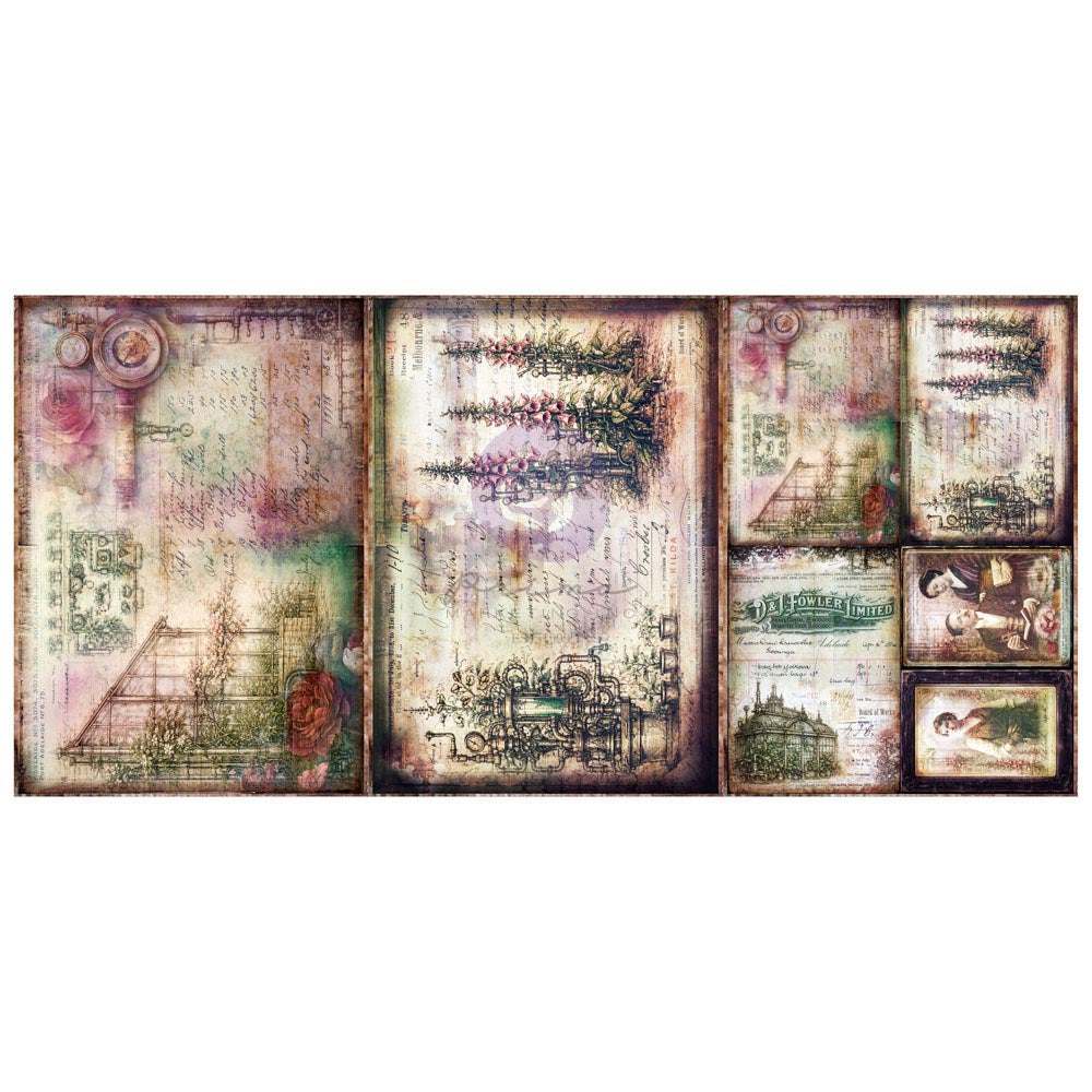 Prima -Finnabair A3 Decoupage – Mechanical Orchard – 3 sheets, 11.7″x16.5″