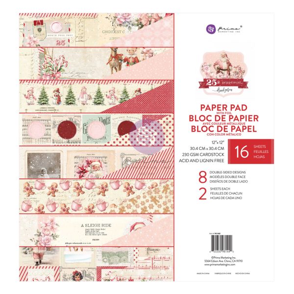 Prima  - 25 & Peppermint Collection Paper Pad – 12×12