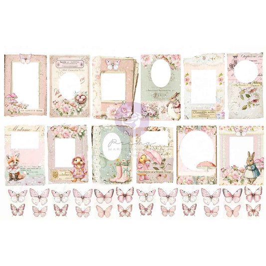 Prima - Sweet Spring Collection Ephemera -Butterflies & Frames – 72 pcs w/ foil accents