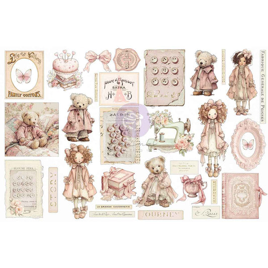 Prima - Buttons & Keepsakes Collection Ephemera – Quilted Memories – 64 pcs w/ foil detail