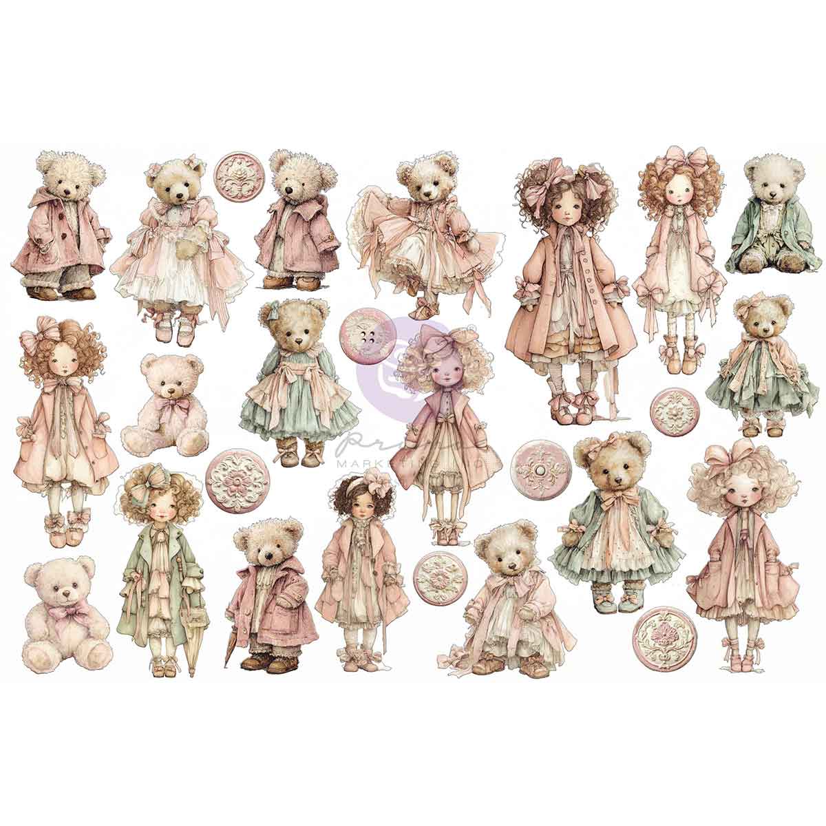 Prima - Buttons & Keepsakes Collection Ephemera – Cherished Companions – 52 pcs