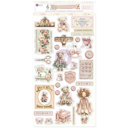 Prima -Buttons & Keepsakes Collection Stickers – 32 pc