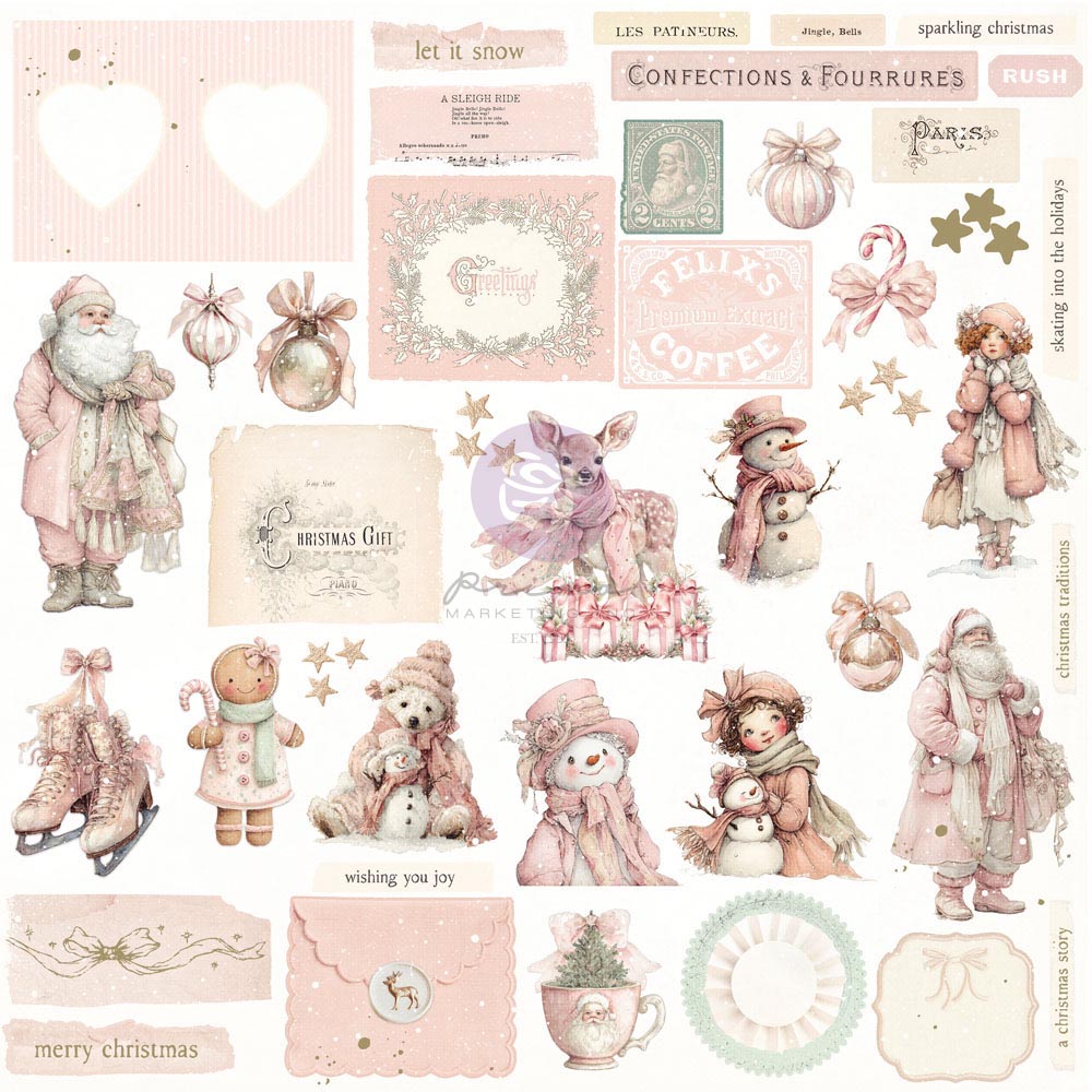 Prima - Christmas Blush Collection Ephemera – Frosty Memories – 100 pcs w/ foil details